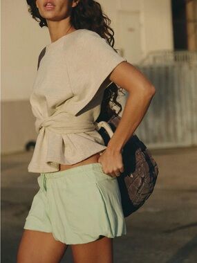 FP Movement Free People Martini Green Bubble Shorts Cotton Athletic Large NWT